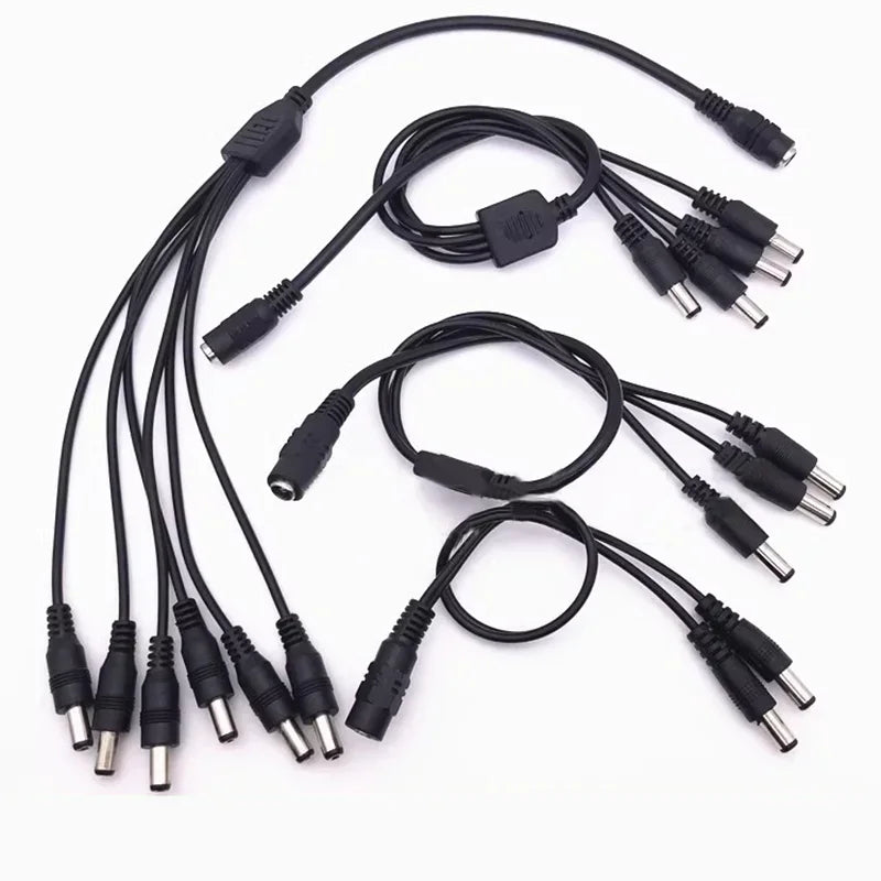 5.5*2.1mm 1 To 2/3/4/5/6/8 Way DC Power Splitter Cable 12V Power Adapter Connector Cord for LED Strip Lights CCTV Camera
