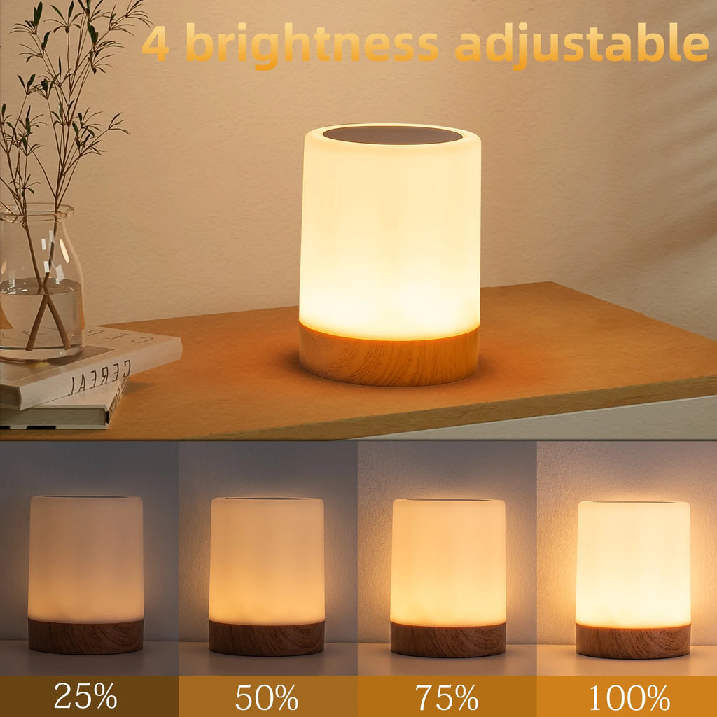 16 Colors Night Light Smart Touch Bedside Table Lamp RGB USB Rechargeable Desk Lamp Bedroom Decoration Gift Dining Table Light