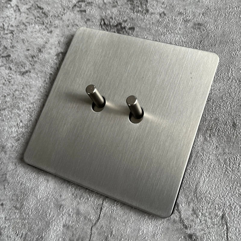 Wall Light Toggle Switch Matte Stainless Steel Brushed Panel for Home Improvement