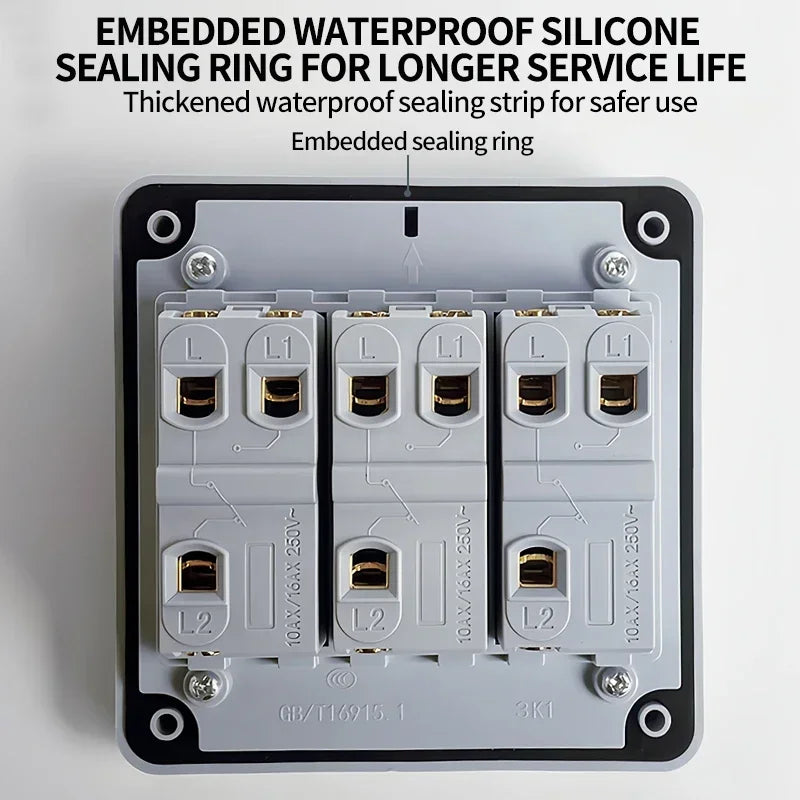 IP66 Rated Outdoor Wall Switch - 16A Weatherproof Push Button, 1/2/3 Gang for Home, Garden & Exterior Electrical Applications