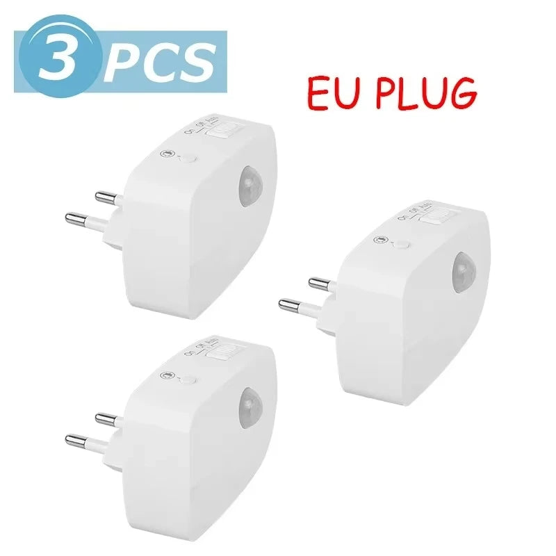 Mini LED Night Light PIR Motion Sensor Lamp 3 Modes Night Lamp Bedroom Bedside Lights EU Plug For Closet Corridor Bathroom