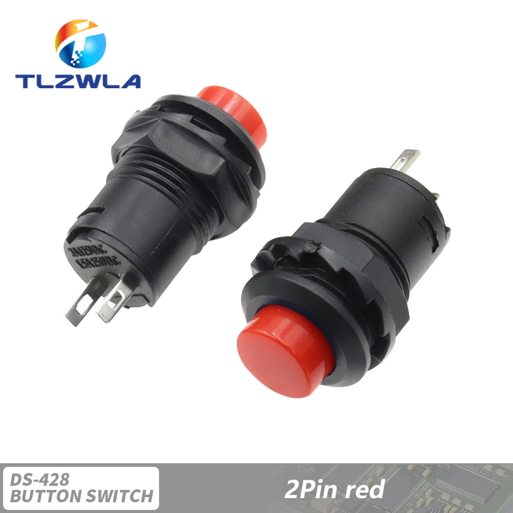 6PCS Self-Lock /Momentary Pushbutton Switches DS228 DS428 12mm OFF- ON Push Button Switch 3A /125VAC 1.5A/250VAC DS-228 DS-428