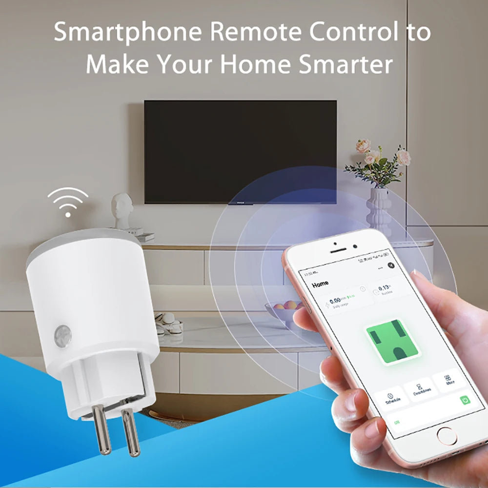Matter Smart Power Plug Wifi 16A Power Meter Remote Control EU Outlet Works with Tuya Homekit Echo Alexa Google Home Smartlife