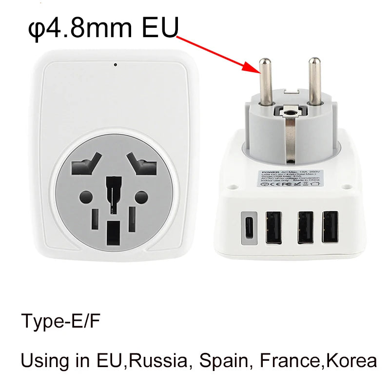 EU Plug Adapter Wall Outlet USB 1 To 2 Way European Standard Extender Socket With 2 USB Port Power Strip AC Convert Adaptor