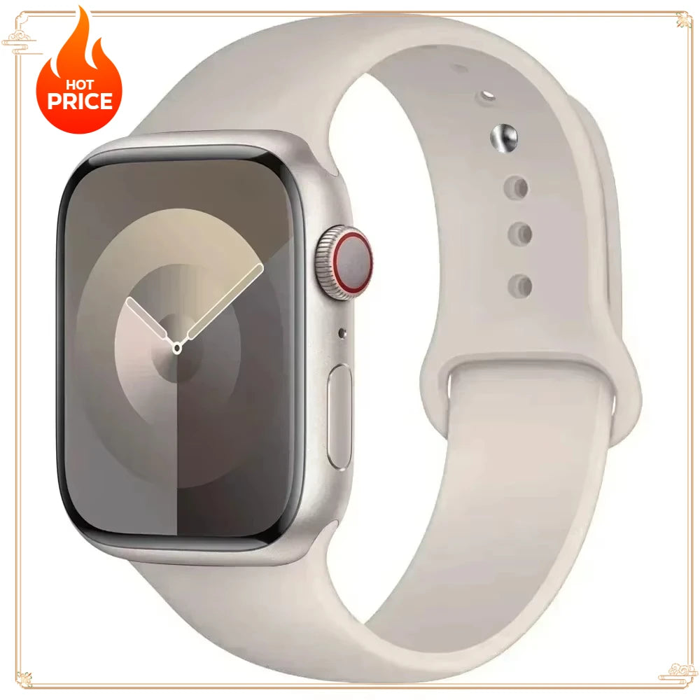 Original Silicone Strap for Apple Watch Band 38/40/41/42/44/45/46MM 49mm Bracelet for Iwatch Serie 10 9 7 4 5 6 8 SE Ultra 2 3