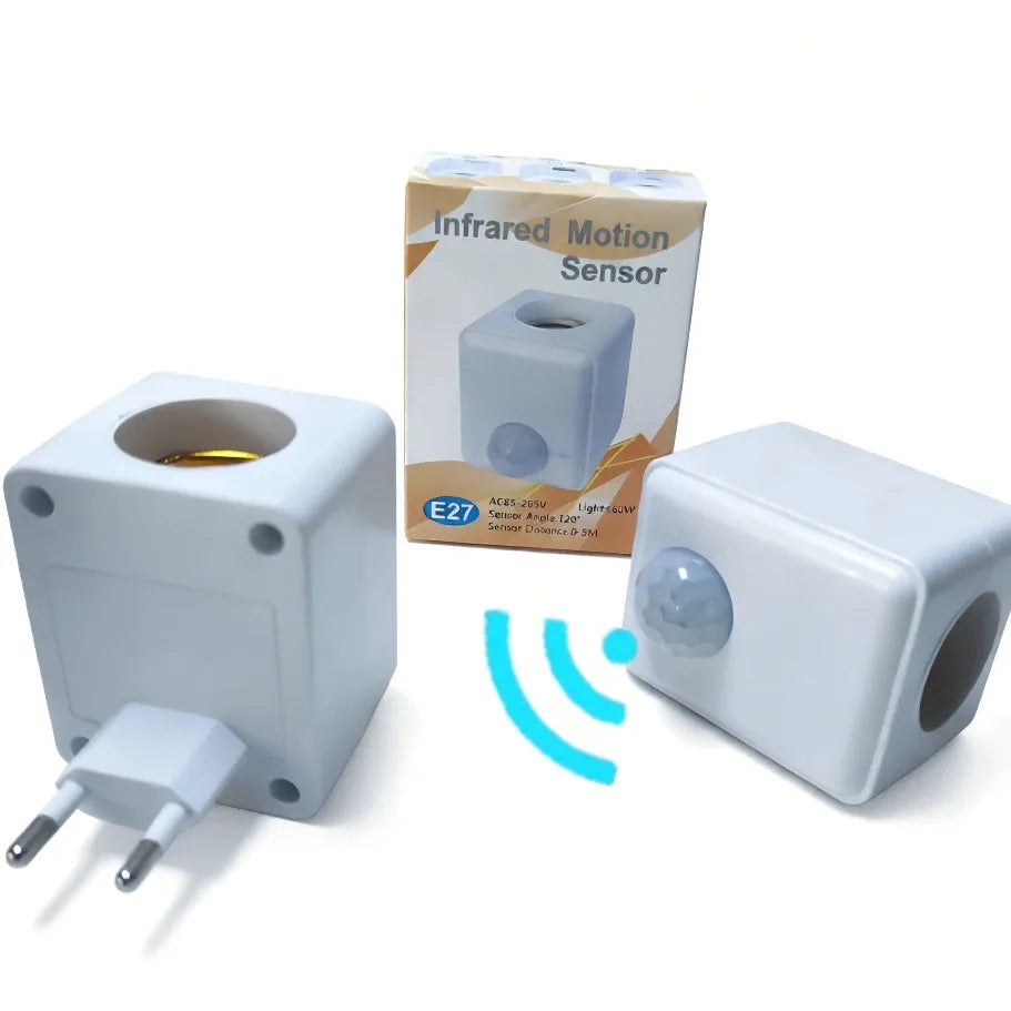 AC85-265V EU/US Plug E27 PIR Motion Sensor LED Switch Lamp Base Human Induction Light Bulb Holder Socket Adapter Converter