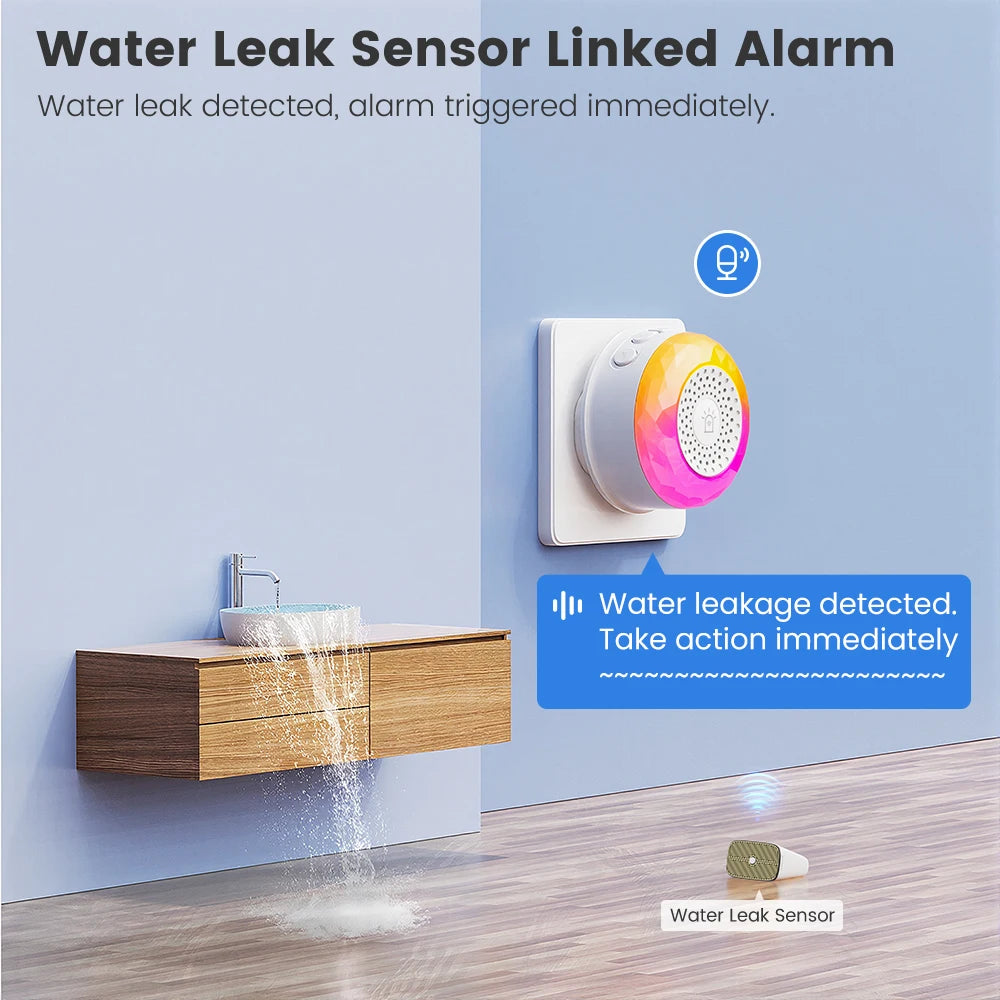 Home Security Smart Siren WiFi Sound Light Alarm Tuya Smart Life APP Support Vibration CO VOC PIR Human Motion Detection Sensor