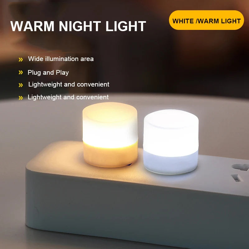 1Pcs/3Pcs Mini USB Night Light Eye Protection Book Reading Light USB Plug Power Charging LED Night Lamp Colorful Light for Party