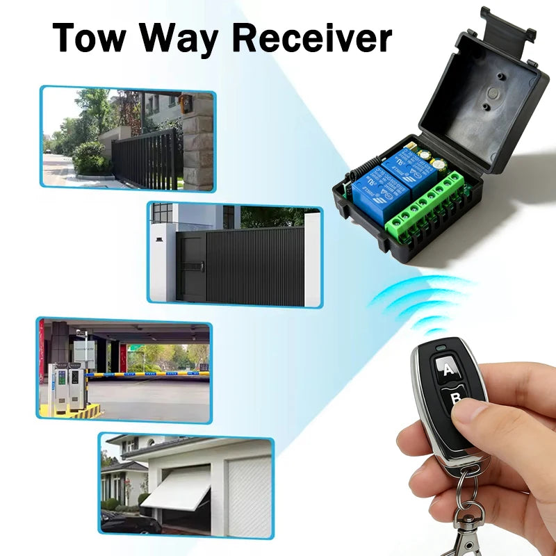 433MHz RF Wireless Remote Control Switch 6-30V 85-250V 2CH Relay Receiver For Door Electromagnetic lock Motors Lighting DIY etc