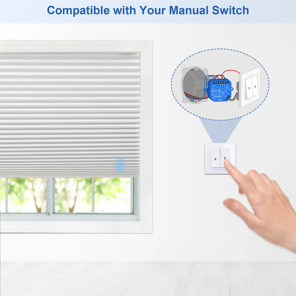 Wireless Roller Shutter Blinds Switch for Tubular Motors Percentage Progress Tuya Smart Life App Remote Control Google Assistant
