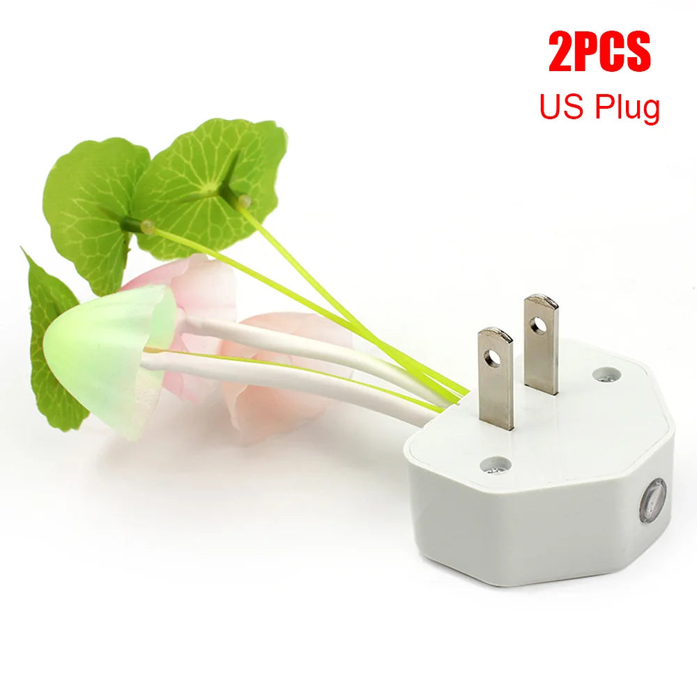 3 LED Wall Light-control Sensor Night Lights Induction Dream Fung Mushroom Lamps Home Bedroom Decorative 110V/220V EU US Plug