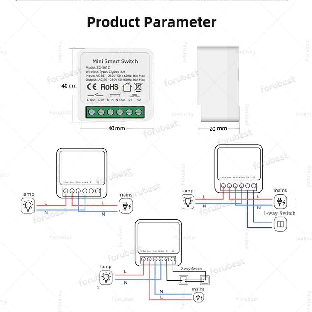 Mini Tuya Zigbee Smart Switch DIY Module 10A/16A 1/2 3 Gang Smart Home Relay Automation Breaker For Smart Life Z2M Alexa Yandex