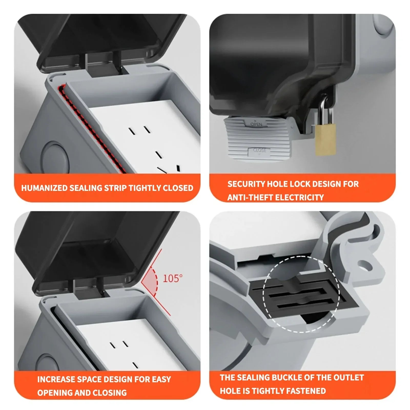 EU Socket IP66 Weather Dustproof Outdoor Plug Wall Socket Outlet Double Socket for Garden Garage Use Waterproof Box