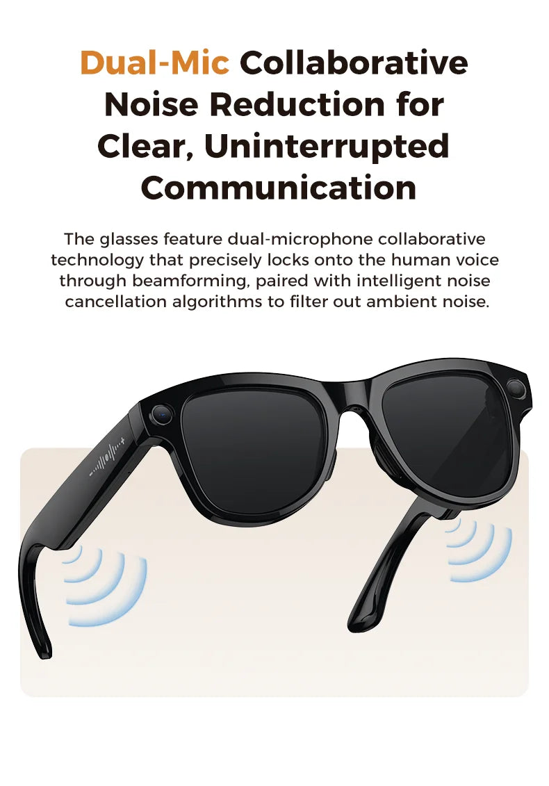 2026 New 3600mAh Large Capacity Smart Glasses 800W Pixel Anti-shake Camera 120+Language Translation Video Recording Call Glasses