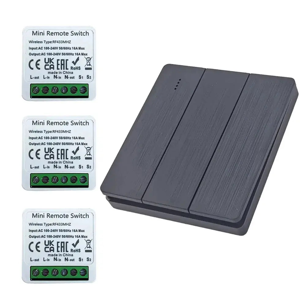 433Mhz RF 86 Wall Panel Switch Wireless Smart Switch Light  with Remote Control Mini Relay Receiver Home Led Light Lamp Fan