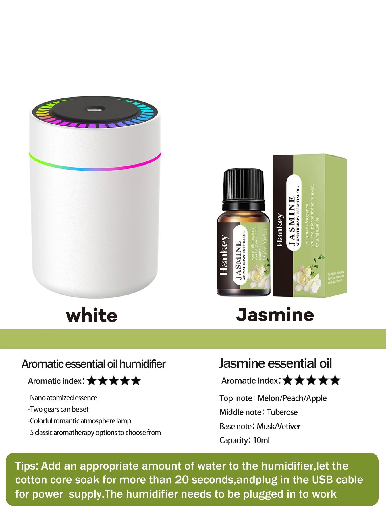180ml Aromatherapy diffuser Humidifier Aromatherapy essential oil Air purifier Sleeping car carrying home LED 7 color light
