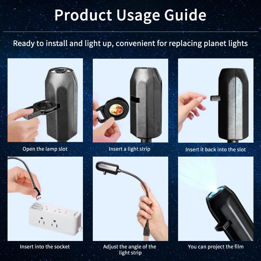 5V USB Direct Insertion Projection Light Planet/Halloween Theme Replacement Light Strip Indoor Ceiling Decorate Projection Light