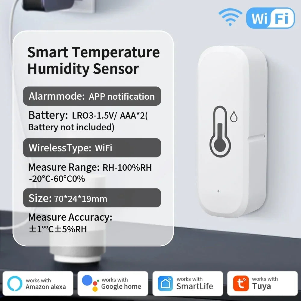 Powered by Tuya Thermometer Zigbee 3.0/Wifi Smart Temperature Humidity Sensor APP Smart Home Security Work With Google Home