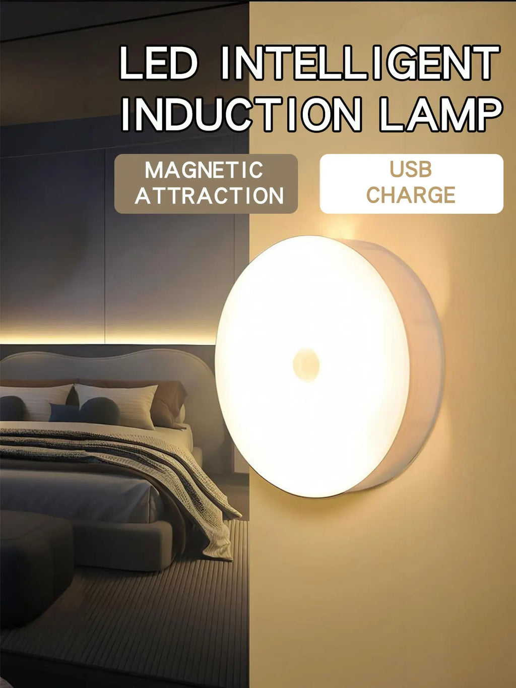 LED Night Light Smart Human Body Sensor with Digital Sensor Head Magnetic Suction Wireless-Use Eye Protect Night Lamp