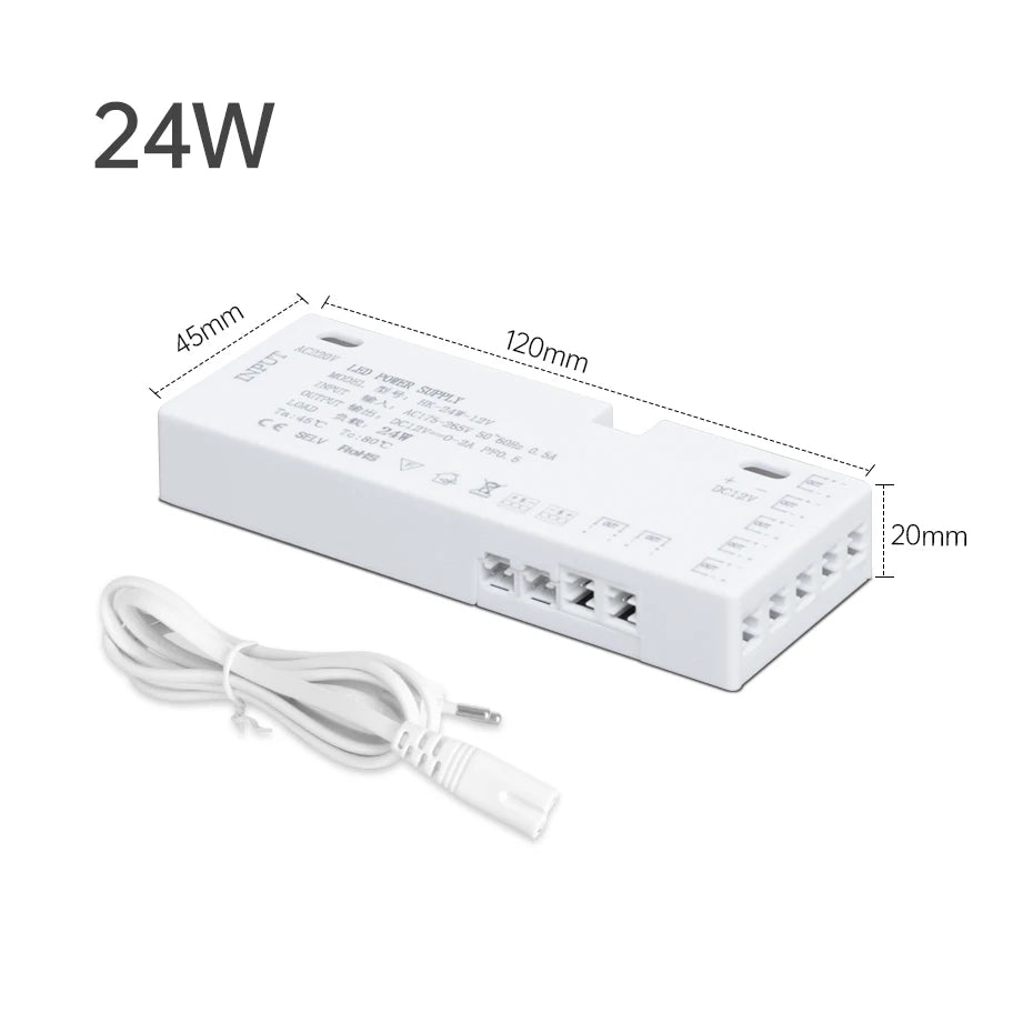 200W 150W 100W 60W 36W 24W LED Cabinet Light Strip Transformer AC220V to DC12V/24V for Home Wardrobe/Shelf with DuPont Port