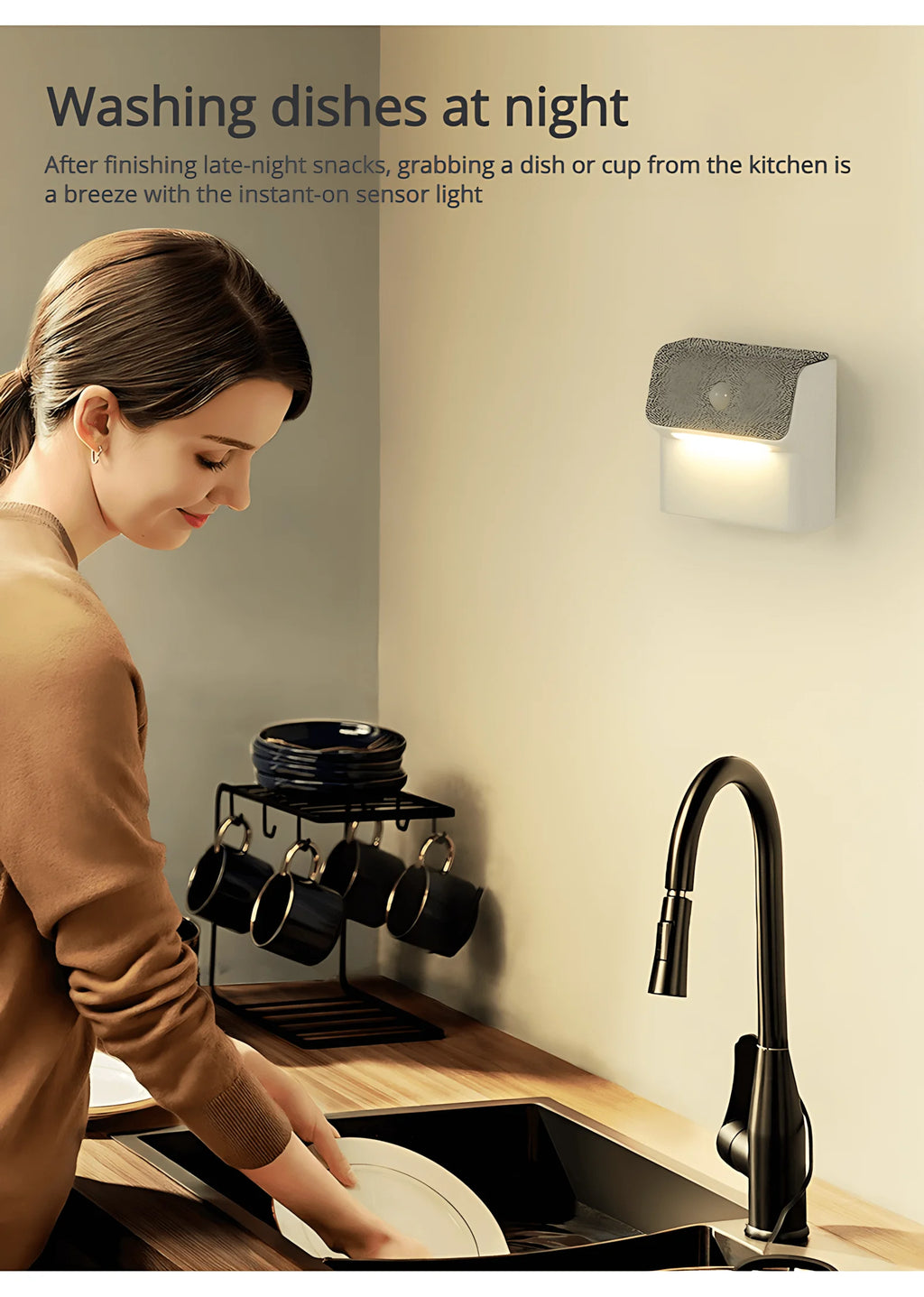 Smart Human Motion Sensor Wall Lamp, Rechargeable Wireless Magnetic LED Night Light, Auto On/Off for Closet Hallway Stairs