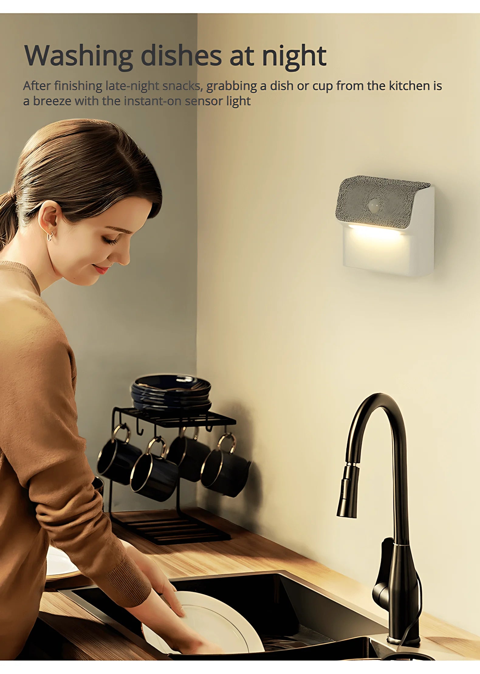 Smart Human Motion Sensor Wall Lamp, Rechargeable Wireless Magnetic LED Night Light, Auto On/Off for Closet Hallway Stairs