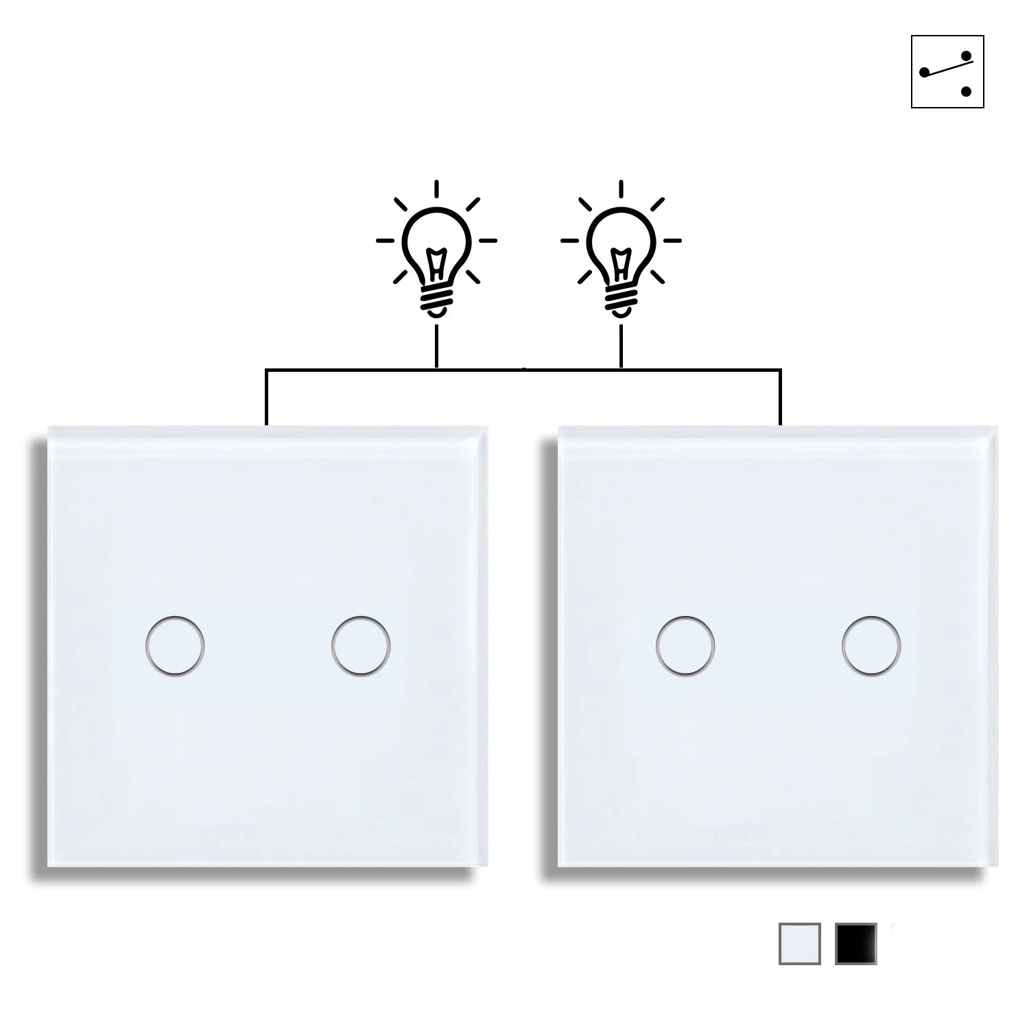 1/2gang 2way Dual Switch Wall Touch Switch EU Standard Light Switches For Staircase Bedside Switches Bedroom 240V No Wifi
