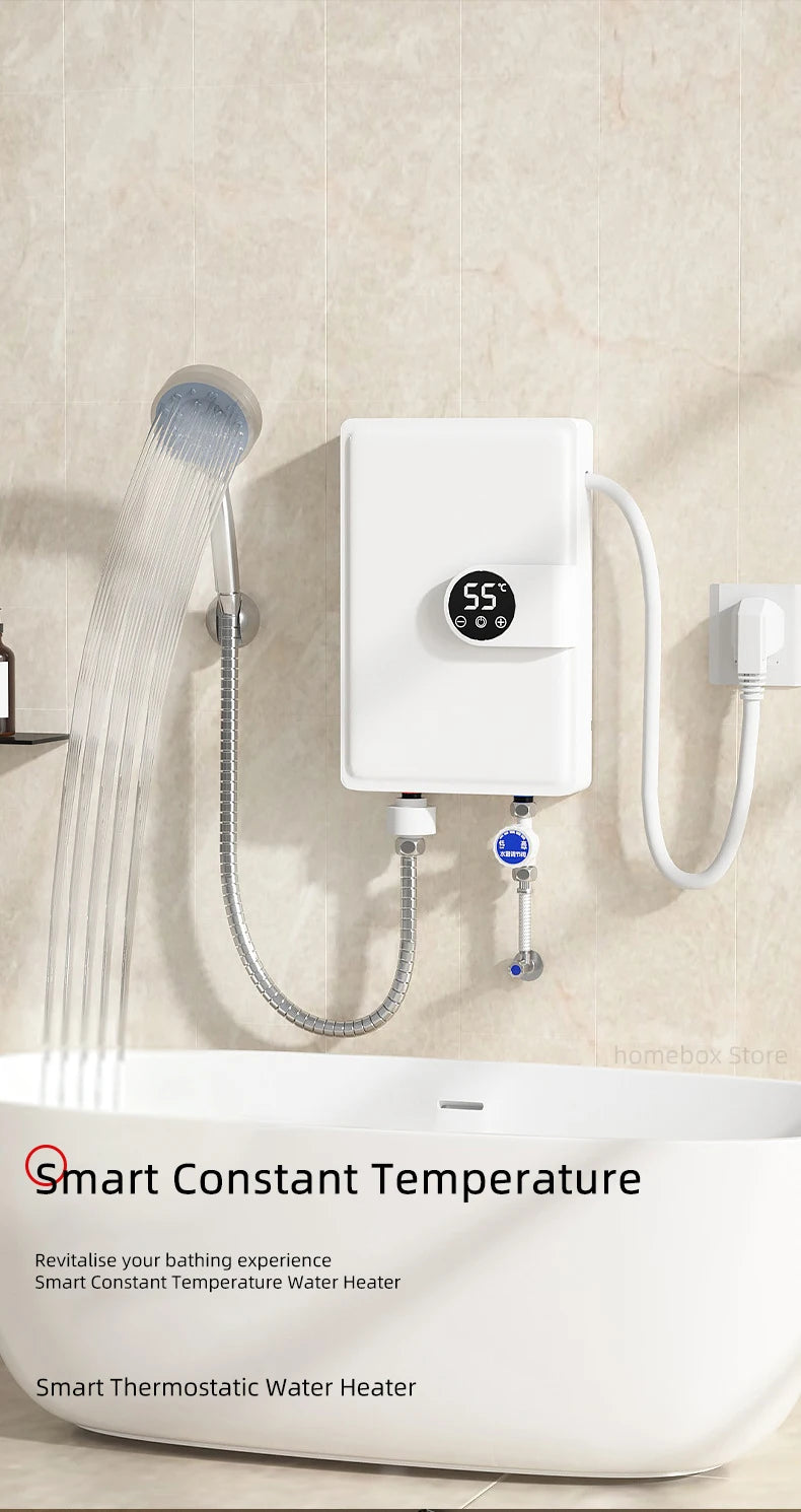 Smart Inverter Electric Water Heater Instant Water Heater Fast Heating Shower Instant Heating Water Heater LED Touch Controls