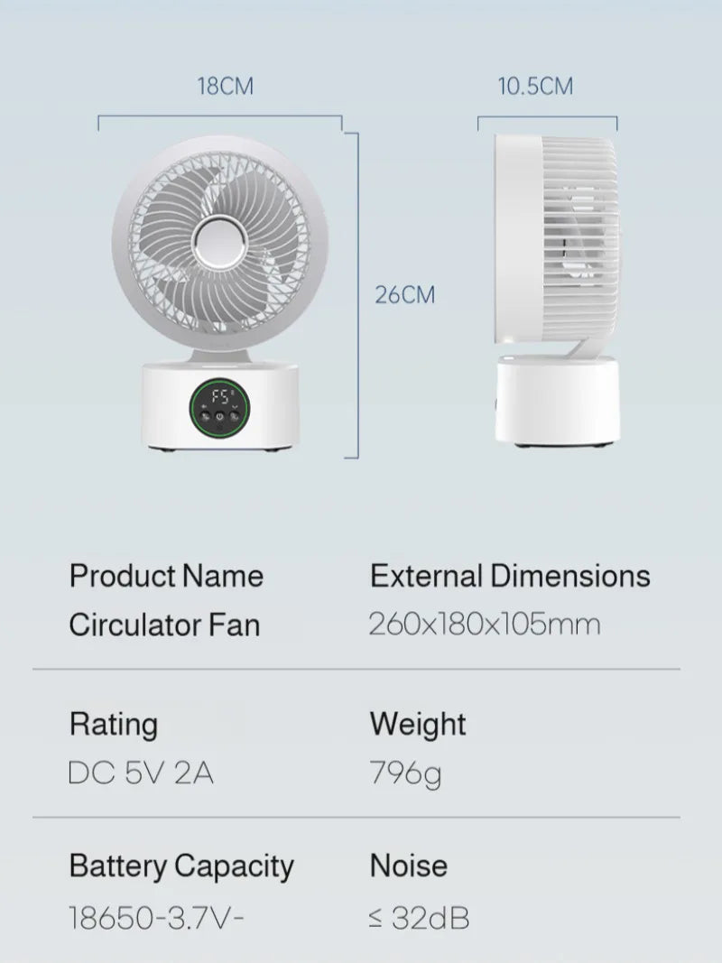 Smart Voice USB Fan Air Circulation Timer Fan Portable Night Light Function Fan, For Outdoor Travel And Student Dormitories
