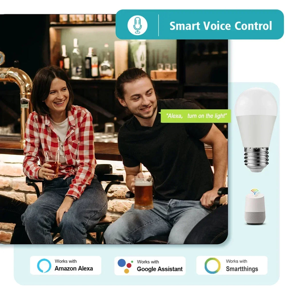 RGB Smart LED Bulb Dimmable Tuya Gu10 C37 A60 T37 E14 E27 B22 Light Wifi Magic Lamp AC 110V 220V Works with Alexa Google Home