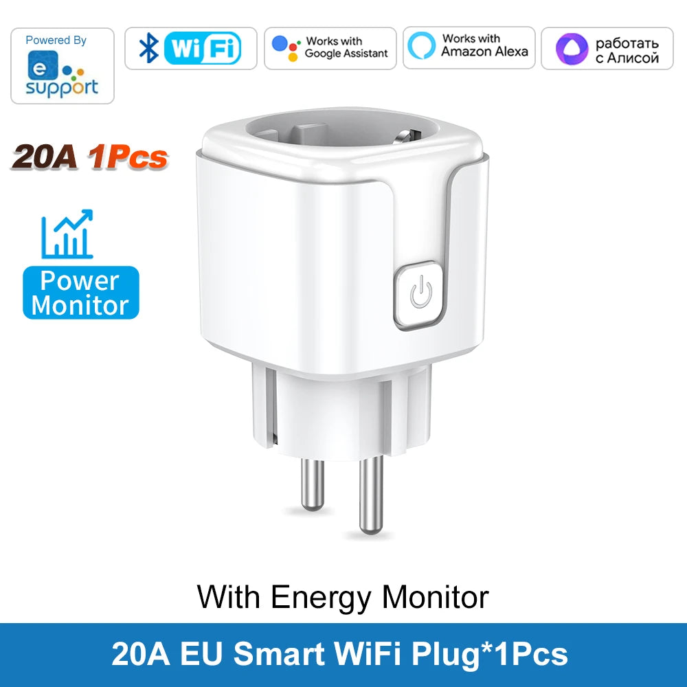 Ewelink Smart WiFi EU Plug 16A/20A Socket With Power Monitoring Timing Function Outlet Voice Control for Alexa Google Home Alice