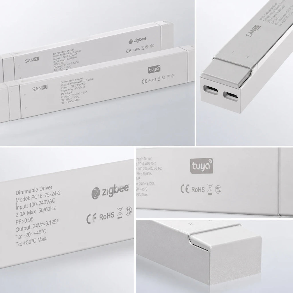Tuya Zigbee Bluetooth Wifi Smart CCT Dimming Driver LED Strip Transformer, 24V 150W/250W Tunable White LED Switching Power Suppl