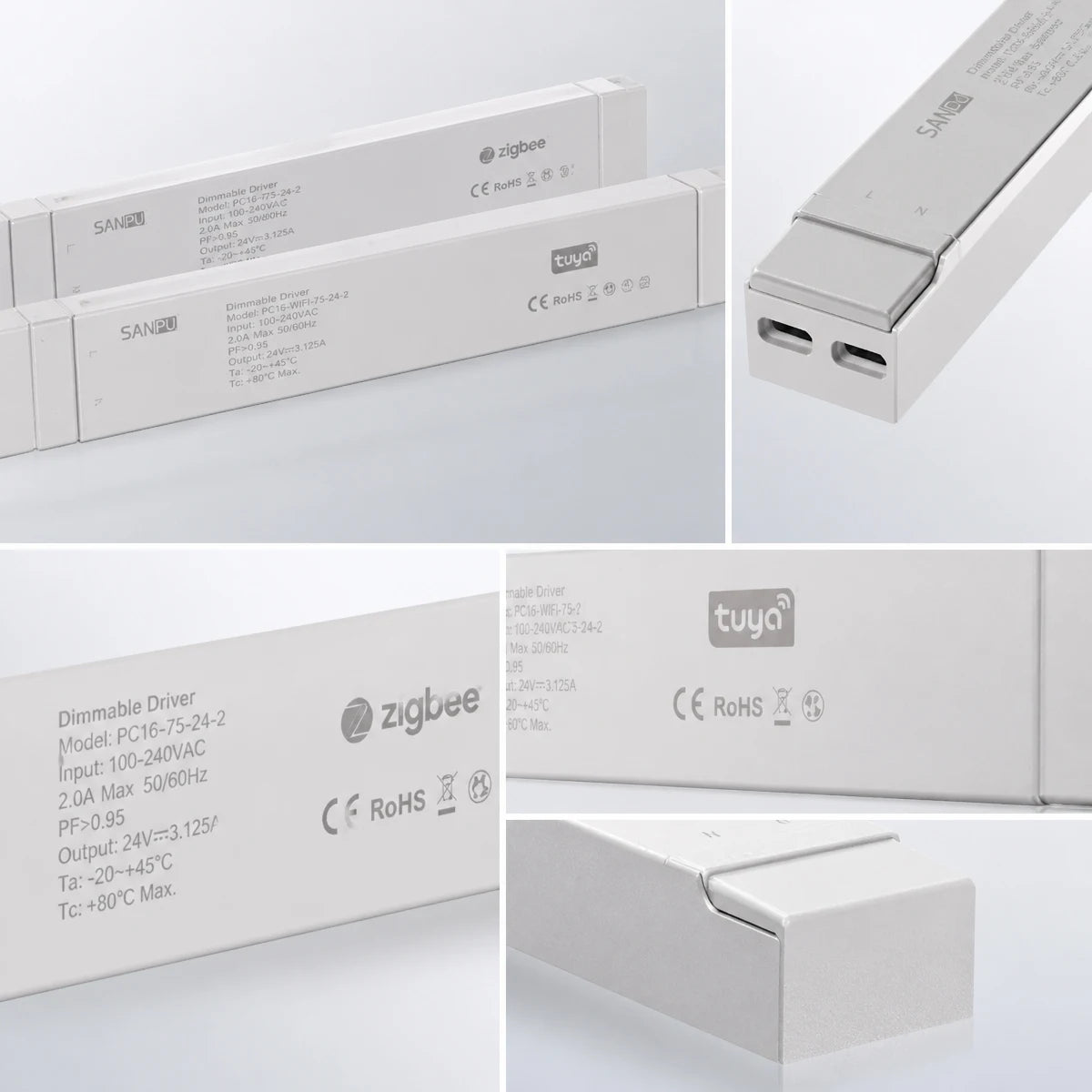 Tuya Zigbee Bluetooth Wifi Smart CCT Dimming Driver LED Strip Transformer, 24V 150W/250W Tunable White LED Switching Power Suppl