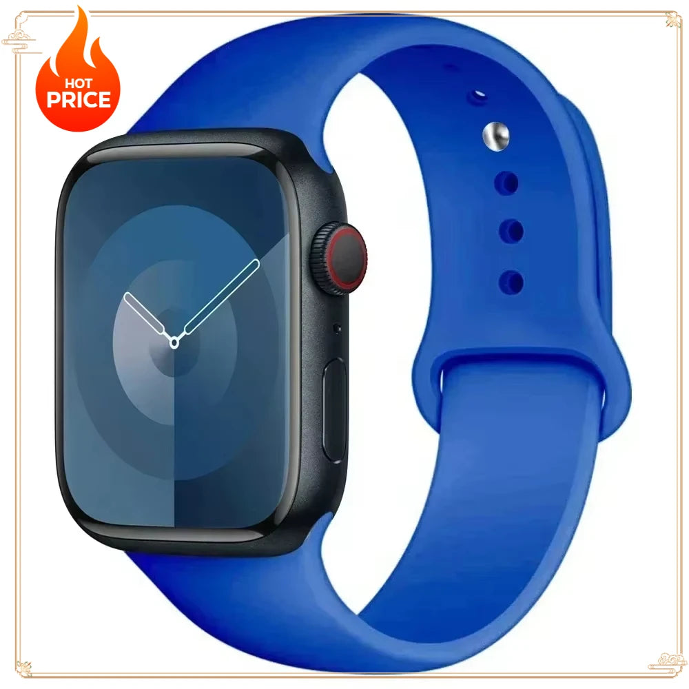 Original Silicone Strap for Apple Watch Band 38/40/41/42/44/45/46MM 49mm Bracelet for Iwatch Serie 10 9 7 4 5 6 8 SE Ultra 2 3