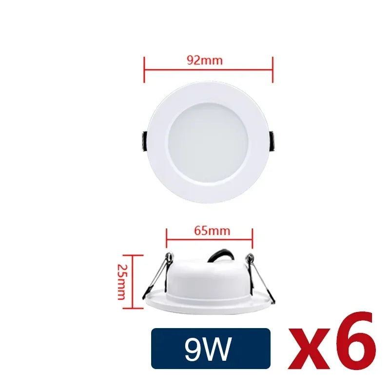 6Pcs LED Downlight AC110V 220V DC12V 24V Recessed Round Ceiling Dowm Light Indoor Bedroom for Home Decor Lighting LED Spot Lamp