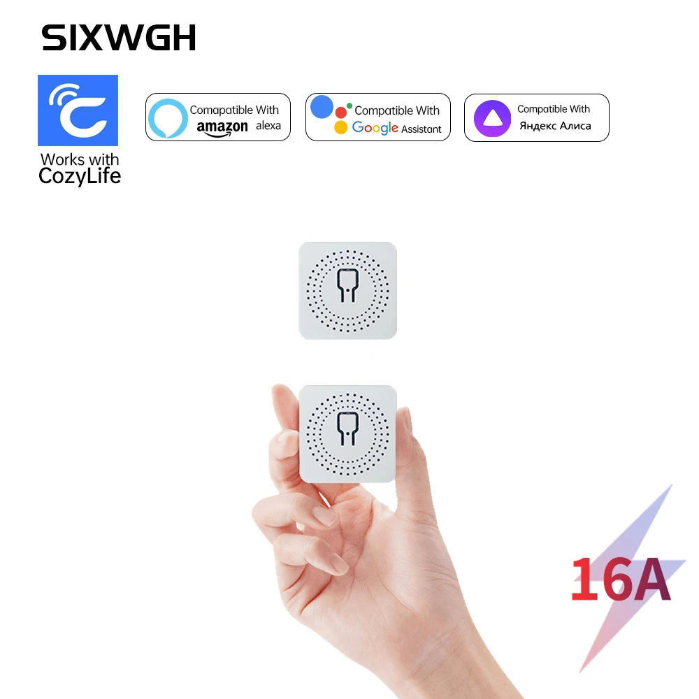 SIXWGH MiNi WiFi Smart Switch Cozylife App Remote Control Timer Home Improvement 2 way Relay Work with Google Home Aleax