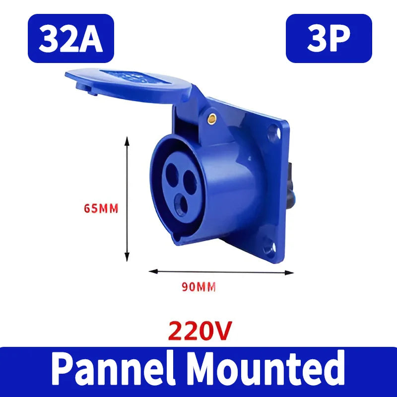 IP44 Industrial Plug and Socket Waterproof Connector 3PIN 4PIN 5PIN 16A/32A  Waterproof Electrical Connection Wall Mount Socket