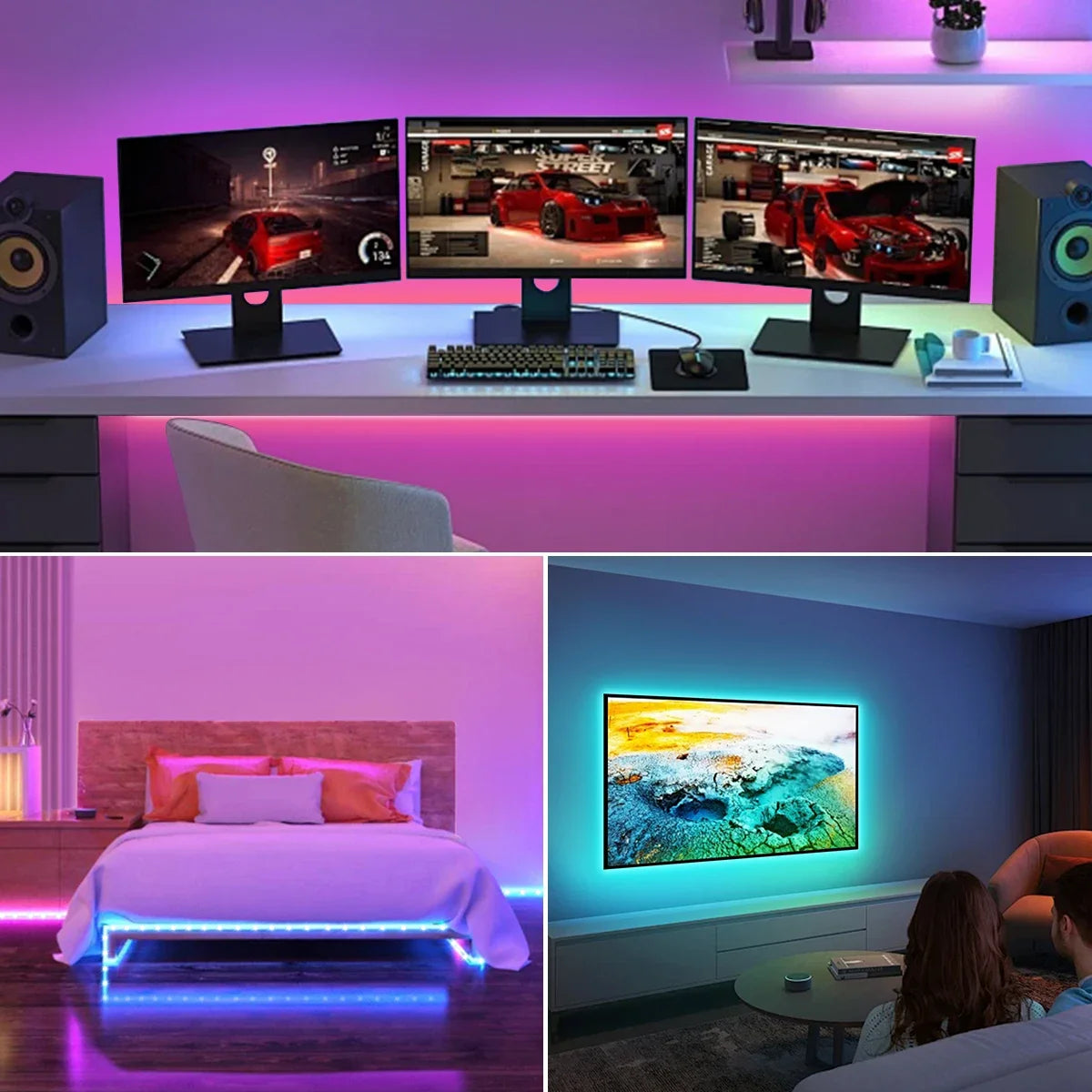 Creative USB 5V LED RGB Strip Light Dimmable APP Control Wireless Bluetooth With Remote Controller Bedroom Mirror Computer Decor