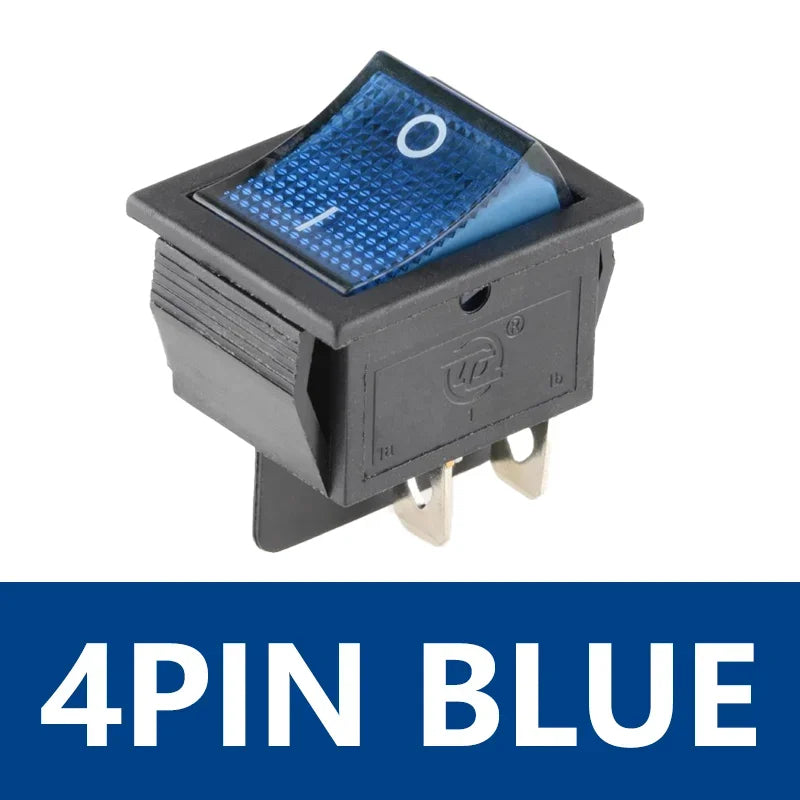 5PCS KCD4 Rocker Switch On Off with Led 4 16A 250V 220V Small 6Pin 4Pin Light for 2 Position Lamp 10A Rocket
