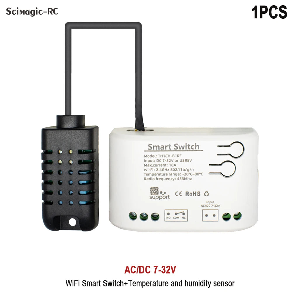 Smart Temperature Humidity Wifi Switch 10A 2000W Intelligent Monitoring Thermostat Compatible with Ewelink Alexa Google Home