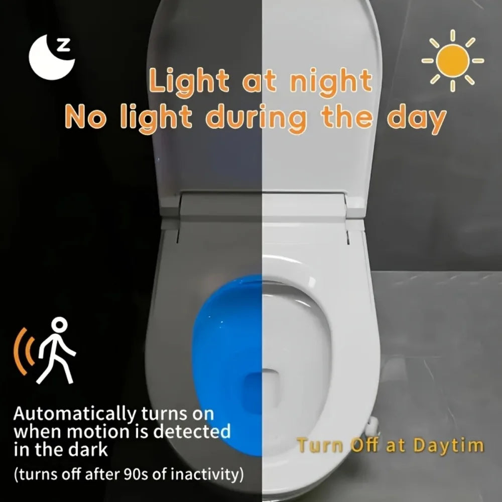 RGB Motion Sensor LED Toilet Light, Multi-Color Adjustable Bathroom Night Light, USB Charging, Easy to Install, Suitable for Bat