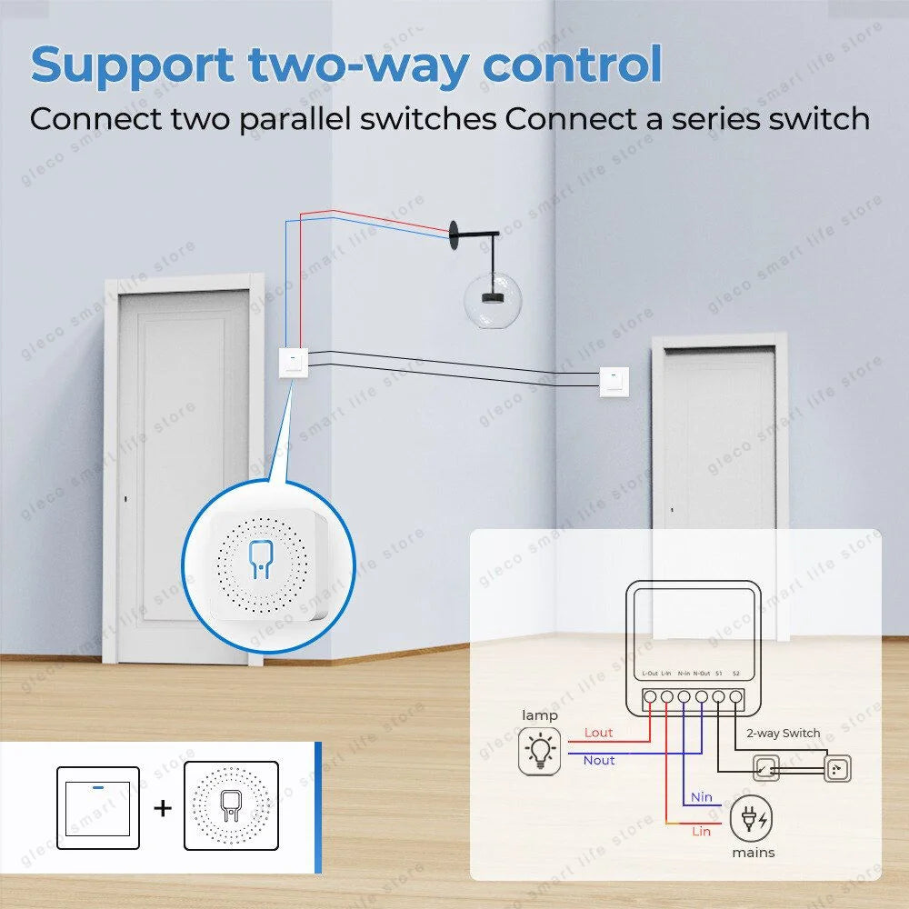 Tuya Zigbee 3.0 16A Smart Mini Switch Module DIY 2 Way Control 1/2CH Smart Home Relay Automation Breaker For Alexa Google Home