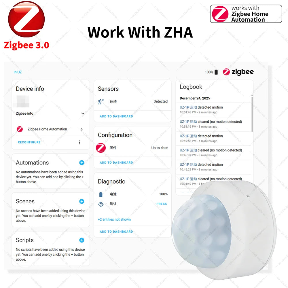 Zigbee 3.0 PIR Montion Sensor Zigbee Sensor Zigbee Hub Required workwith Home Assistant Yandex Alexa ZHA Zigbee2MQTT SmartLife