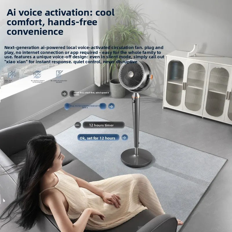Smart Voice Control Tower Fan with Aromatherapy Energy Saving 12H Timer Adjustable Pure Copper Motor Air Circulator Portable Fan