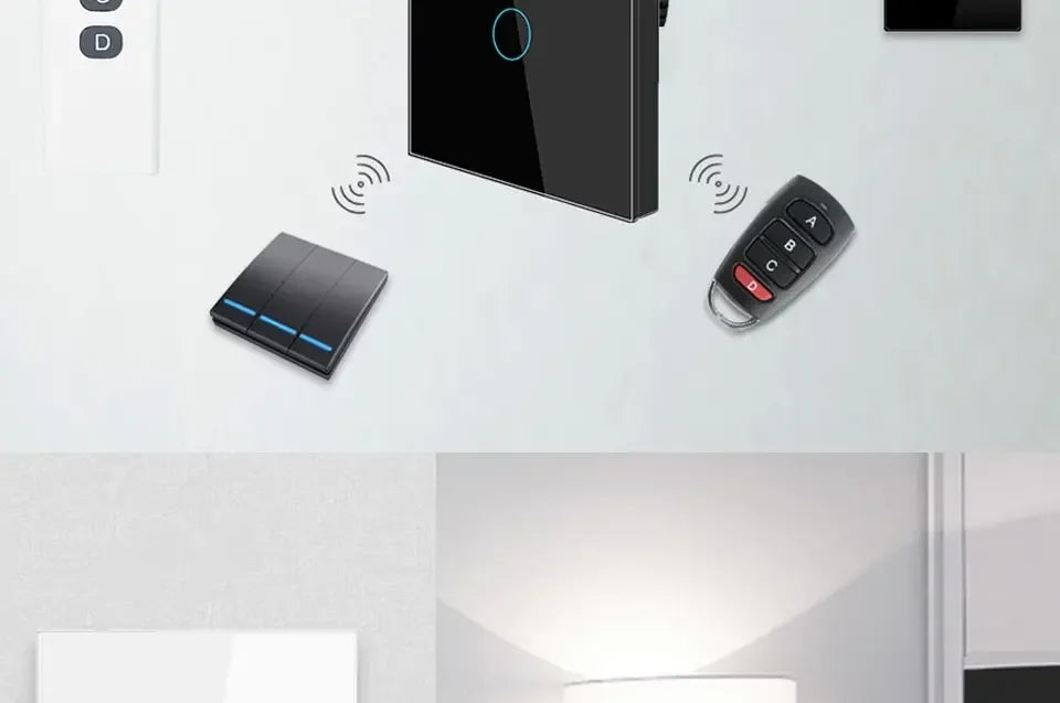 Tuya Smart Switches US Neutral Wire/No Neutral Wire Required 1/2/3/4 Gang WiFi Touch Light Switch Work with Alexa Google Home