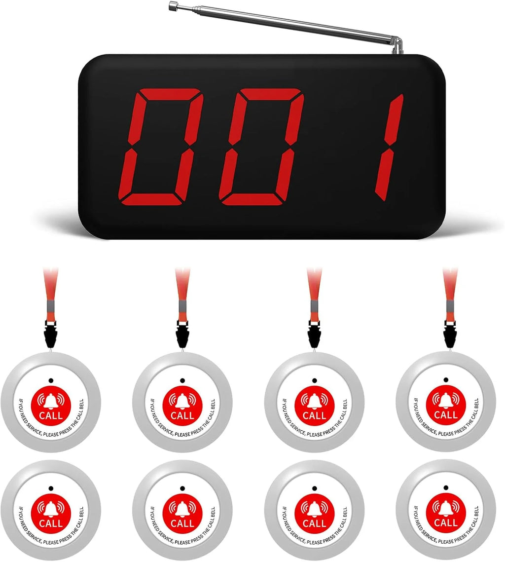 Wireless Call System with 8 Call Buttons for Elderly with 1 Display Receiver for Nnursing Calling system Home Assisted Living