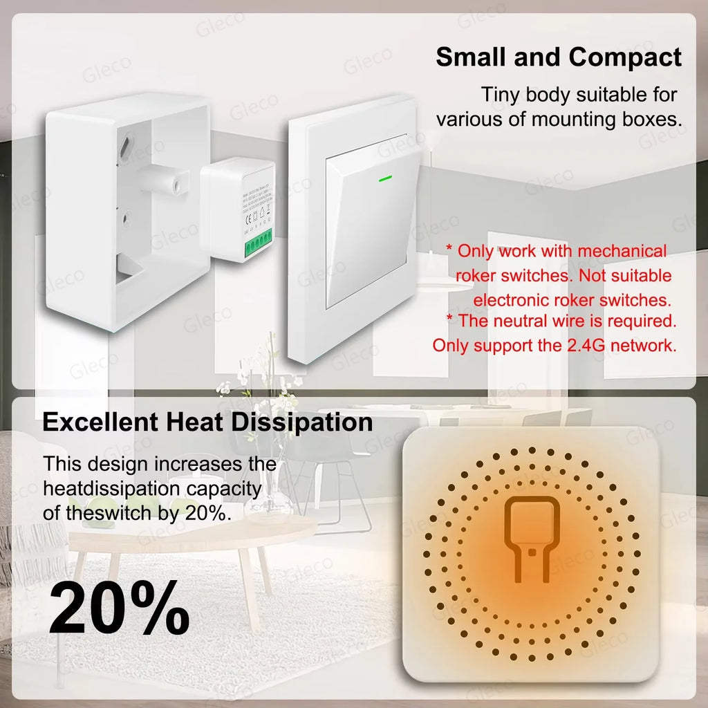 Tuya Zigbee 3.0 16A Smart Mini Switch Module DIY 2 Way Control 1/2CH Smart Home Relay Automation Breaker For Alexa Google Home