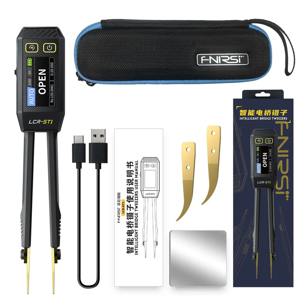 FNIRSI LCR-ST1 Smart Bridge Tweezer LCR SMD ESR Tester Resistance Capacitance Inductance Continuity Diode Test Auto Multimeter
