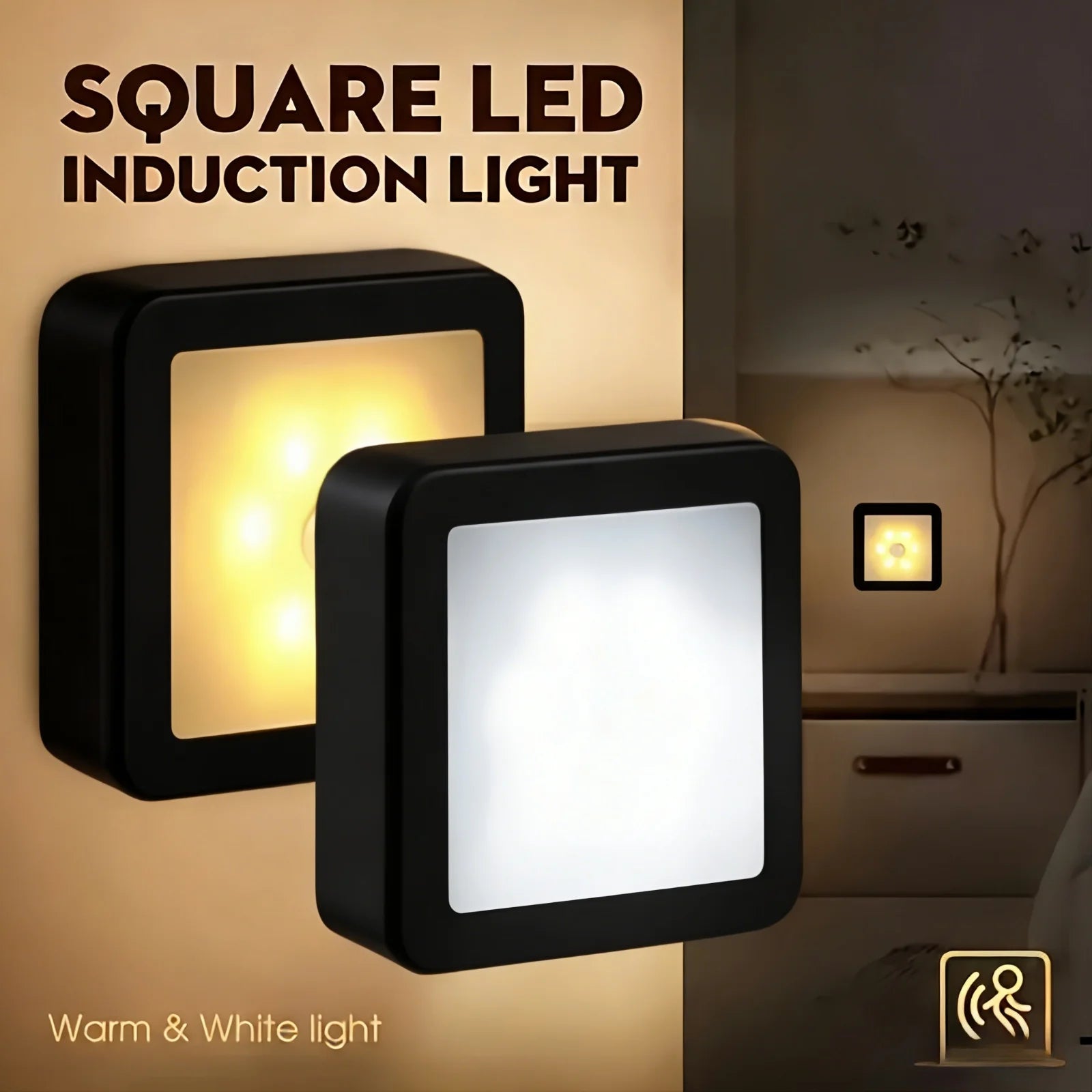 Motion Controlled Human Body Sensor LED Night Light Smart Battery Operated WC Bedside Lamp For Room Hallway Pathway Home Light
