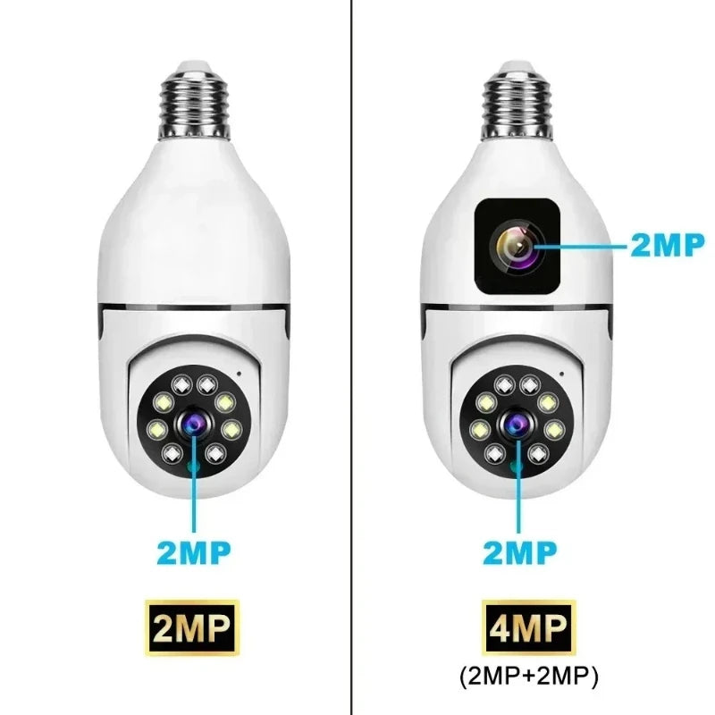 8MP E27 Bulb Surveillance Camera Wifi Camera Dual Lens Security Wireless Baby Monitor Two-way Automatic Human Tracking Monitor